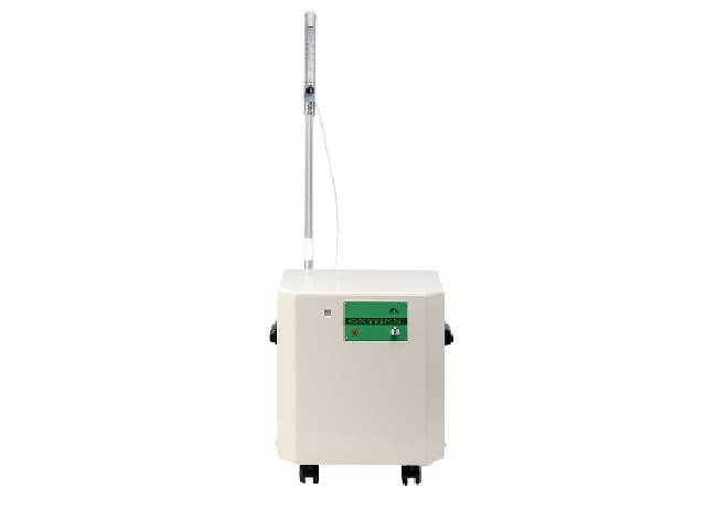 テルコム酸素濃縮器MA-17型、獣医療用、酸素濃度25-90%調整可能、麻酔器接続、酸素ケージ供給対応、寸法W480×D320×H490mm、重量25kg。